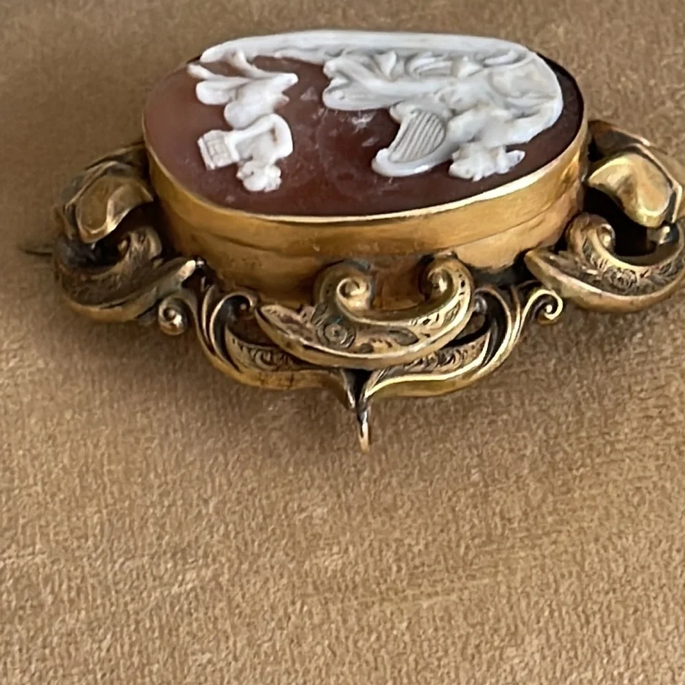 Cameo pendant and brooch 3” by 2 1/4” - Picture 8 of 14